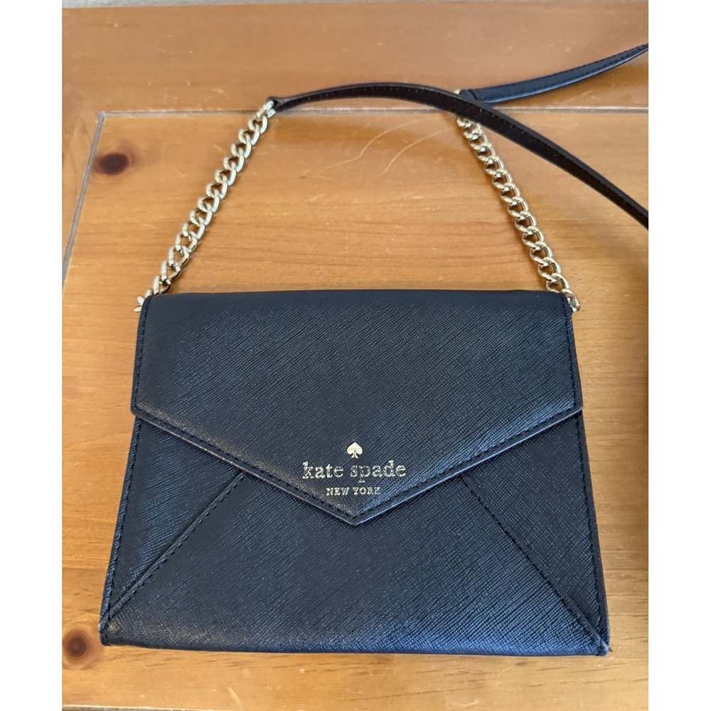Kate Spade Black Cedar Street Mini Leather Envelope Crossbody Shoulder Bag‎